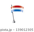 Clean representation showcasing Netherlandish flag attached to glossy metal pole 139012305