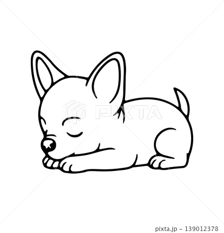 Cute chihuahua puppy sleeping peacefully on a soft surface in a cozy indoor setting Cute chihuahua puppy sleeping peacefully on a soft surface in a cozy indoor setting 139012378