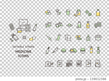 A set of icons for various medicines 139012386