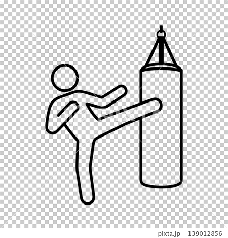 Line icon of a person doing kickboxing Line icon of a person doing kickboxing 139012856