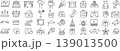ベクターでモノクロのお祭りに関する線画アイコンセット 139013500