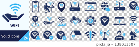 ベクターのWi-Fiに関するシルエットアイコンセット 139013507