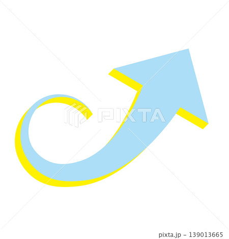 右肩上がりのシンプルな水色の矢印イラスト 白背景 139013665