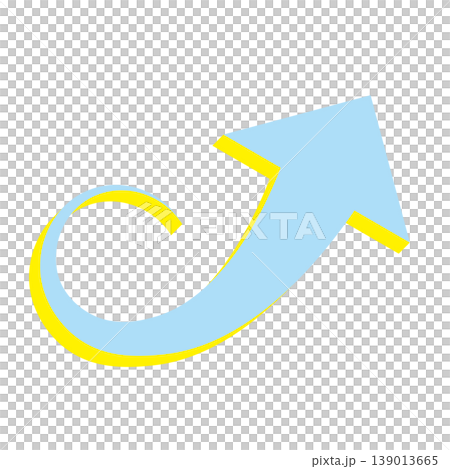 右肩上がりのシンプルな水色の矢印イラスト 白背景 139013665