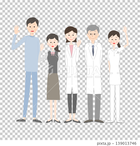 Smiling medical worker waving 139013746