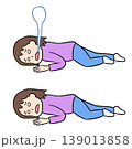 白目を剥いてうつ伏せに倒れた女性と口から魂が抜けている女性のイラストセット 139013858