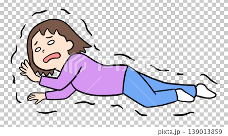 倒れ込みながらもフラフラと必死に立ち上がろうとするコミカルな女性のイラスト 倒れ込みながらもフラフラと必死に立ち上がろうとするコミカルな女性のイラスト 139013859
