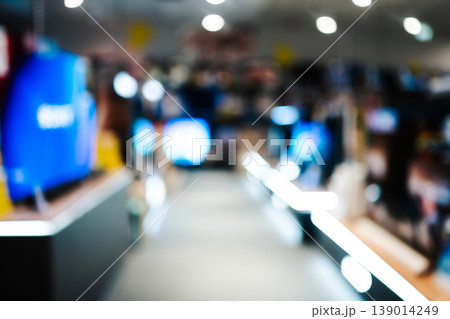 Blurred Electronic Store Interior Bokeh Lights Blurred Electronic Store Interior Bokeh Lights 139014249