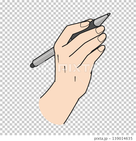 Illustration of a right hand holding a pen tablet for drawing. Illustration of a right hand holding a pen tablet for drawing. 139014635