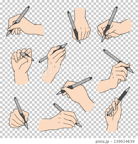 ペンタブレットを持つ右手のイラスト　お絵かき　10パターン 139014639