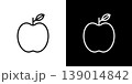 りんごのラインアイコン。白い線と黒い線のモノクロベクターイラストセット 139014842