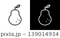 洋梨のラインアイコン。白い線と黒い線のモノクロベクターイラストセット 139014934