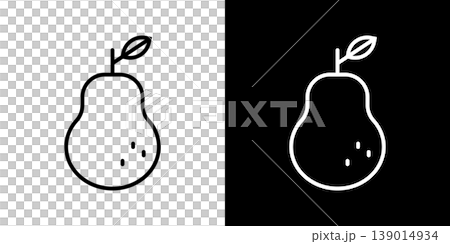 洋梨のラインアイコン。白い線と黒い線のモノクロベクターイラストセット 洋梨のラインアイコン。白い線と黒い線のモノクロベクターイラストセット 139014934