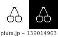 さくらんぼのラインアイコン。白い線と黒い線のモノクロベクターイラストセット 139014963