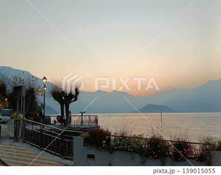 TREMEZZO, ITALY November 2024 Lake Como on a cloudy evening. 139015055