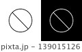 禁止マークのラインアイコン。白い線と黒い線のモノクロベクターイラストセット 139015126