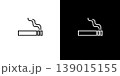 タバコのラインアイコン。白い線と黒い線のモノクロベクターイラストセット 139015155