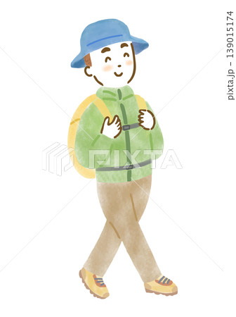 ハイキングをしている男性のイラスト 139015174
