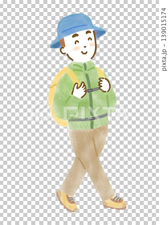 ハイキングをしている男性のイラスト 139015174