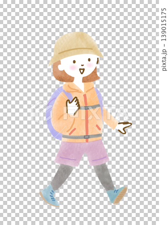 ハイキングをしている女性のイラスト 139015175