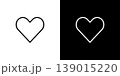 ハートマークのラインアイコン。白い線と黒い線のモノクロベクターイラスト 139015220