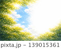 新緑と青空をイメージした抽象水彩背景　やさしいグリーンと光の余白デザイン 139015361