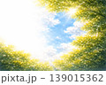 新緑と青空をイメージした抽象水彩背景　やさしいグリーンと光の余白デザイン 139015362