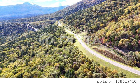 【空撮】三国峠のパノラマ絶景!紅葉の樹海を縫うように走る国道と松見大橋 【空撮】三国峠のパノラマ絶景!紅葉の樹海を縫うように走る国道と松見大橋 139015410