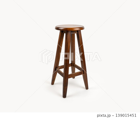 Wooden Bar Stool Isolated on White Background 139015451