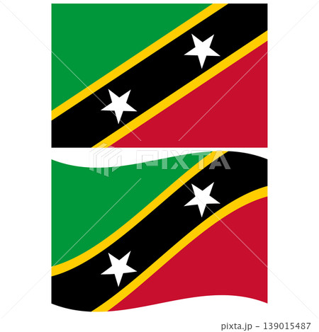 Waving flag of Saint Kitts and Nevis. Saint Kitts and Nevis flag on white background. Jordan Flag. flat style. Waving flag of Saint Kitts and Nevis. Saint Kitts and Nevis flag on white background. Jordan Flag. flat style. 139015487