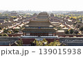 High angle view of the Forbidden City in Beijing from the North gate with morning sun 139015938