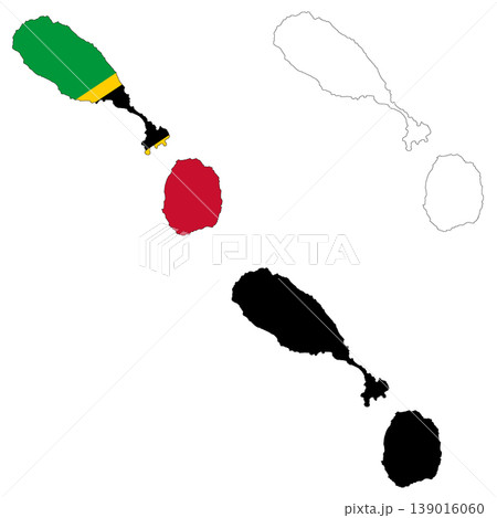 Map of Saint Kitts and Nevis. Saint Kitts and Nevis Map. Outline map Saint Kitts and Nevis. flat style. 139016060
