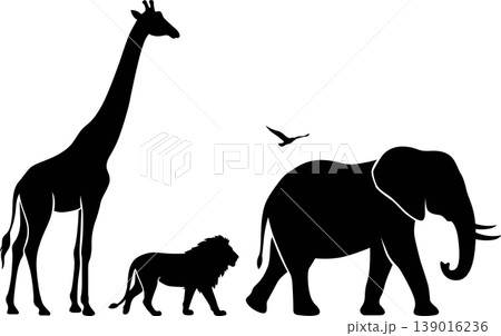 African savanna wildlife silhouettes EPS with safari park black and white background animal kingdom wildlife silhouette elephant creature illustration isolated predator herbivore EPS African savanna wildlife silhouettes EPS with safari park black and white background animal kingdom wildlife silhouette elephant creature illustration isolated predator herbivore EPS 139016236