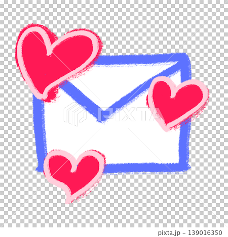 手繪信封與心形圖示 | 情書，透明，可愛 139016350