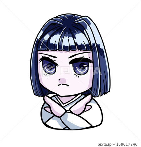 NGサインをするブルベ冬のちびキャラ女の子のカラーイラスト 139017246