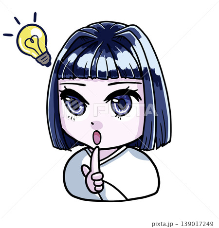 ひらめくブルベ冬のちびキャラ女の子のカラーイラスト 139017249