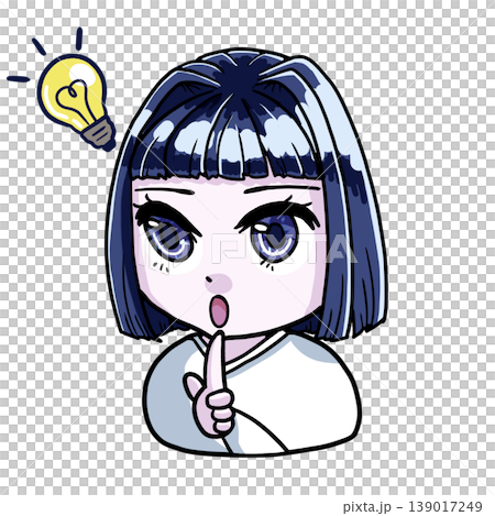 ひらめくブルベ冬のちびキャラ女の子のカラーイラスト 139017249