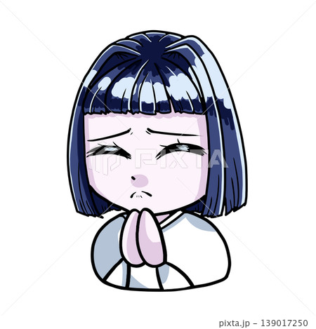 お願いするブルベ冬のちびキャラ女の子のカラーイラスト 139017250