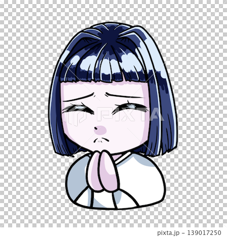 お願いするブルベ冬のちびキャラ女の子のカラーイラスト 139017250