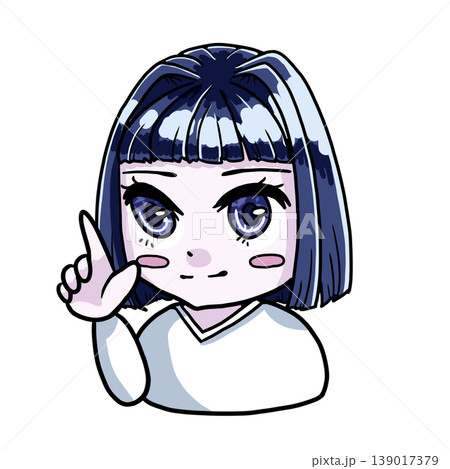 指差すブルベ冬のちびキャラ女の子のカラーイラスト 指差すブルベ冬のちびキャラ女の子のカラーイラスト 139017379