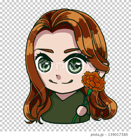 一幅Q版彩色插畫,描繪了一個膚色偏暖(秋季型)的女孩手捧康乃馨。 一幅Q版彩色插畫,描繪了一個膚色偏暖(秋季型)的女孩手捧康乃馨。 139017380