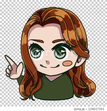 A chibi-style color illustration of a girl with warm undertones (autumn type) pointing to the upper right. A chibi-style color illustration of a girl with warm undertones (autumn type) pointing to the upper right. 139017381