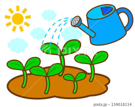 植物に水やりするジョウロのイラスト素材 植物に水やりするジョウロのイラスト素材 139018114