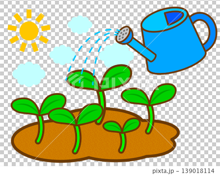 植物に水やりするジョウロのイラスト素材 植物に水やりするジョウロのイラスト素材 139018114