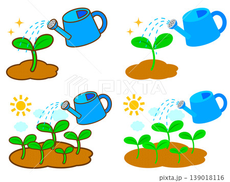 土の上で育つ植物のイラスト素材セット3 139018116