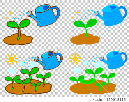 土の上で育つ植物のイラスト素材セット3 139018116