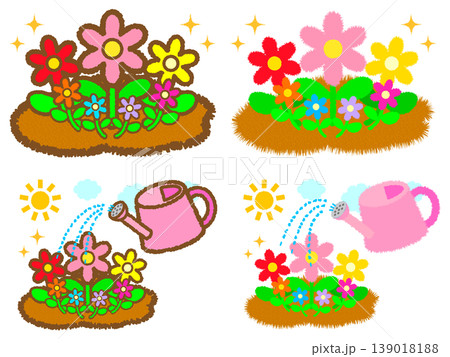 お花に水やりするイラスト素材セット3 139018188