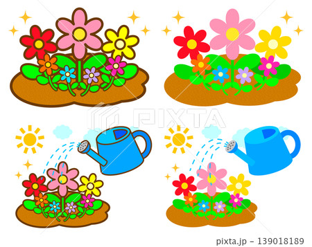 お花に水やりするイラスト素材セット4 139018189
