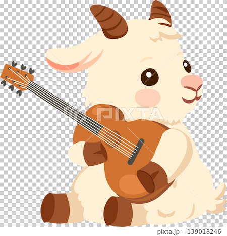 cute goat illustration with guitar cartoon animal baby goat character music theme kids friendly art cute goat illustration with guitar cartoon animal baby goat character music theme kids friendly art 139018246