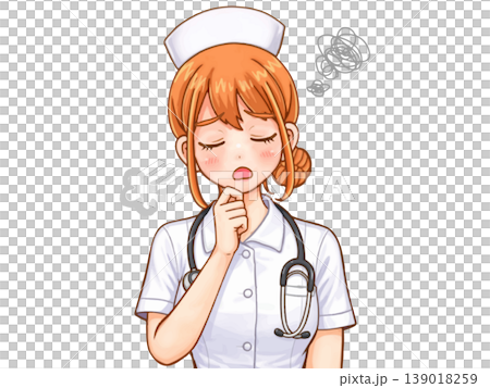 憂心忡忡的女護士插畫(3) 憂心忡忡的女護士插畫(3) 139018259